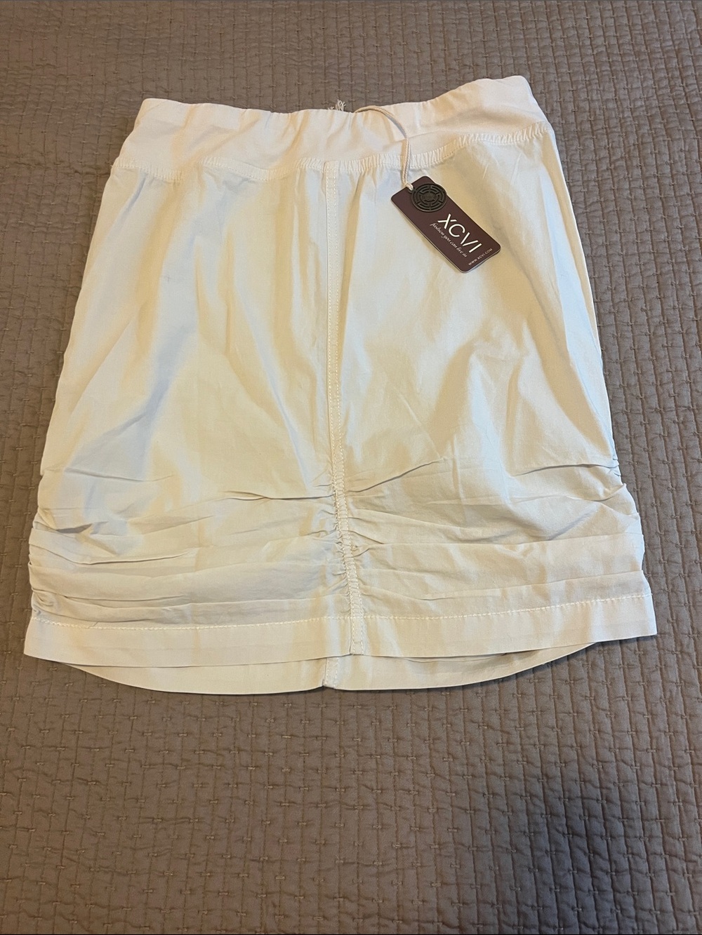 XCVI Light Tan Ruched Short Skirt